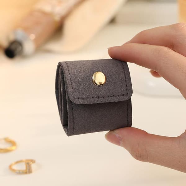 Mini foldbar smykkepose Øreringe Smykker Halskæde Opbevaringspose Beige