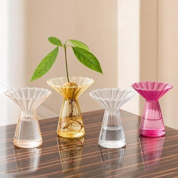 Terrarium Vertikalt Stripet Hydroponisk Vase Transparent Farget A2