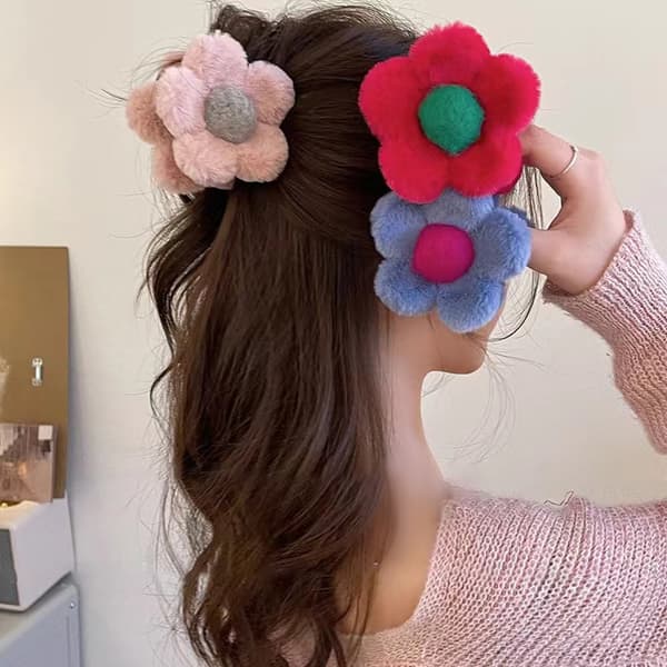n Stil Plys Blomster Hårklør Mode Små Hårklemmer Søde A3