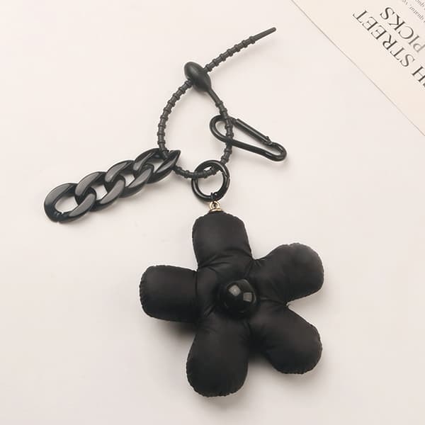 Nøglering Sort Grøn Par Matchende Taske Charm Flower Accessor Black
