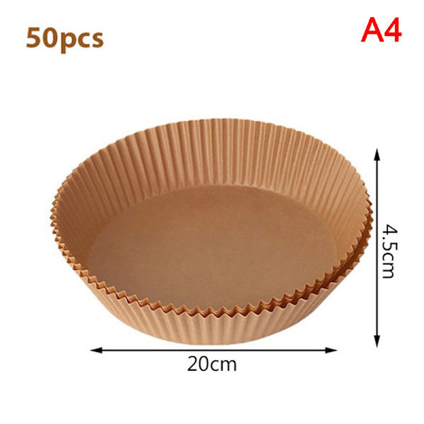 Luftfritös engångspappersfoder Non-Stick Mat Steamer Rund Pa 50 Pcs Brown