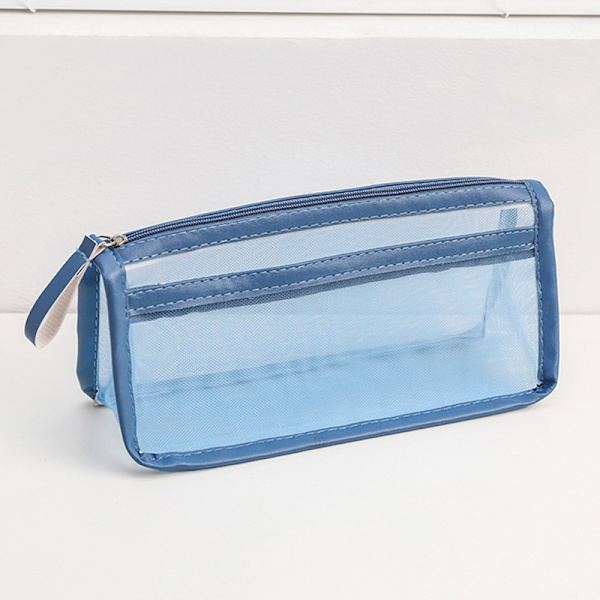 Stil Nylon förvaringsväska Bärbar Mesh Transparent case Blue