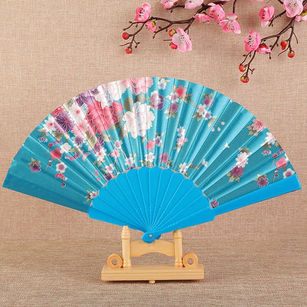 Stil Klut Folding Fan Trykt Flat Glanset Satin Folding Fan Red