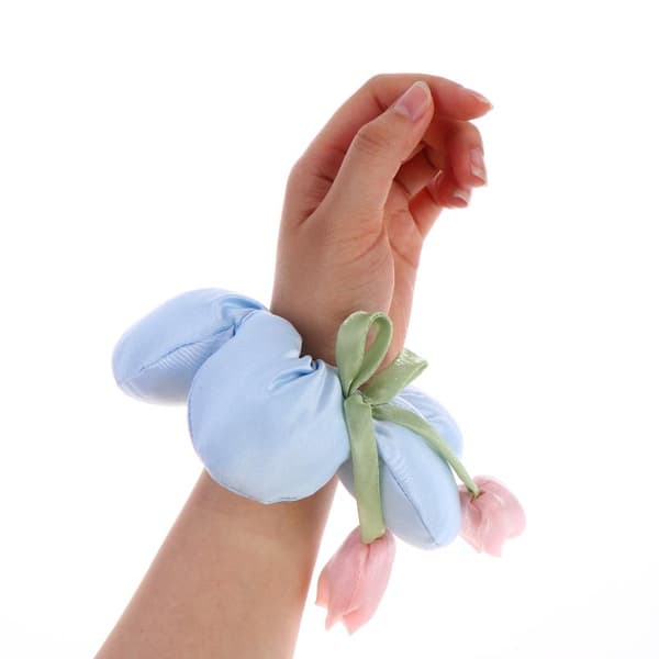 e Blommig Hårsnodd Scrunchie Mjukt Tyg Elastisk Hästsvanshållare Pink