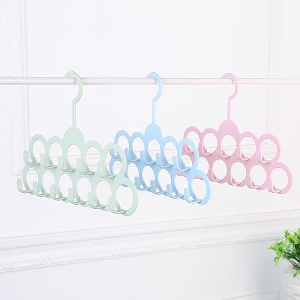 11 hål Kläder Slips Bälte Sjal Halsduk Hängare Display Organizer H Light blue