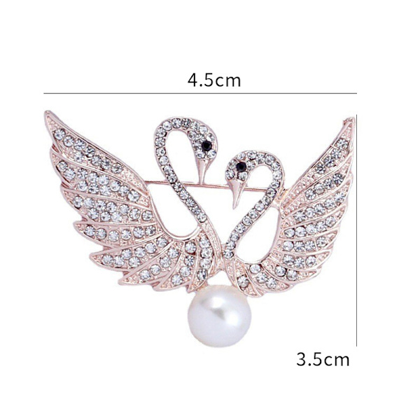 Rhinestone Pearl Swan Broscher Bröllopsfest För Damkläder Silver