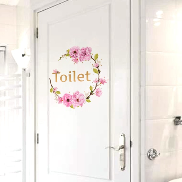 Flower Tree Branch Engelsk Toilet Wall Sticker Dør Sticker Toi