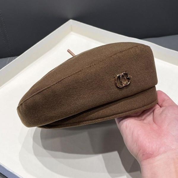 Höst Vinter Hattar Basker Kvinnor Octagonal Newsboy Cap Dam Pai Coffee