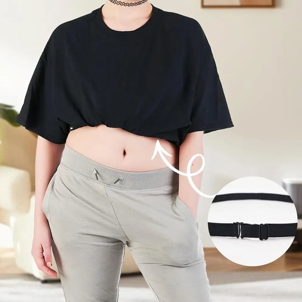 Crop Tuck Band Justerbar elastisk Crop Tuck Band Crop Band til Black