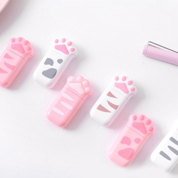 8 stk/sett Kids Girl Pink Cat Paw Skrivesaker Sett Memo Pads Eraser