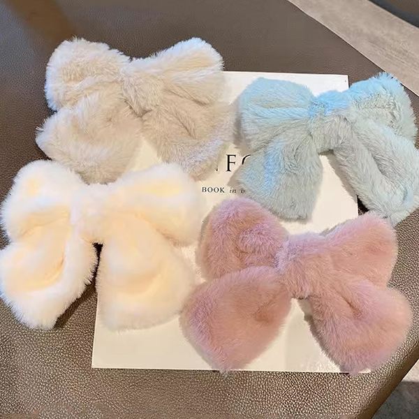 n Stil Høst Vinter Stor Plysj Sløyfe Barrettes Mote Bowknot A4