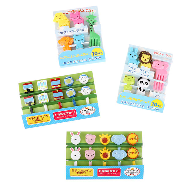 10 stk Mini Dyrefarm Barn Kids Fruktgaffel Tegneserie Snack Kake Dessert 1