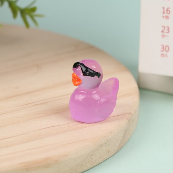 1Pc Mini Luminous Resin Ducks  Miniature Ornament Tiny Duck Purple