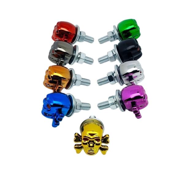 4 stk. motorcykel nummerpladeramme med knoglehoved automatisk nummerplade Silver 4pcs