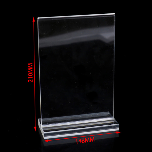 T-form dobbeltsidet akrylskiltkortholder Display Stand Menu A3