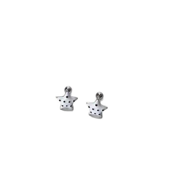 1 par e Polka Dot Star Stud øredobber Hypoallergenisk skruelås A1