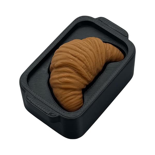 3D-printet croissant-simulering stressaflastende legetøj nøglering
