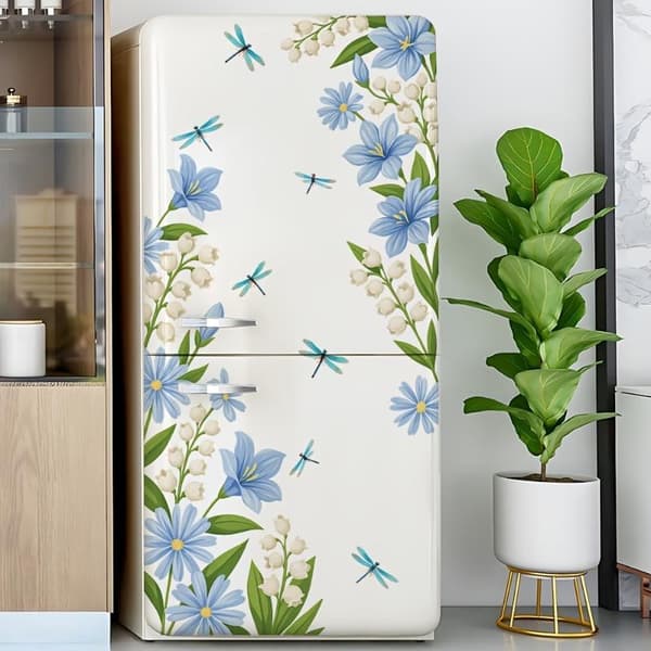 Fargerike blomster kjøleskapsdekorasjonsklistremerker selvklebende A4