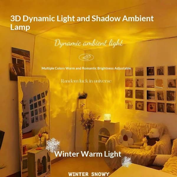 Dynamisk 3D Vannbølge Projektor Nattlys Stemningslampe Jul A2