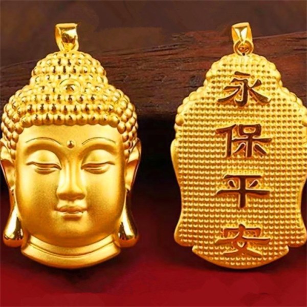 Buddhistiska Guanyin hängsmycke Halsband Guldpläterad Style Ornament M A1