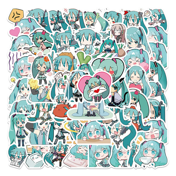 65st Tecknad Hatsune Miku Graffiti Stickers Gitarr resväska La