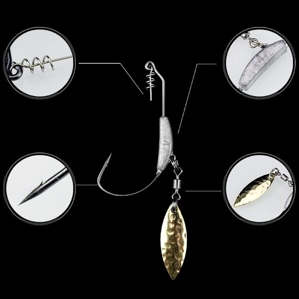 Crank Hook Metal Spoon Sequins Lisää paino-uistimia Twist Lockilla golden 7