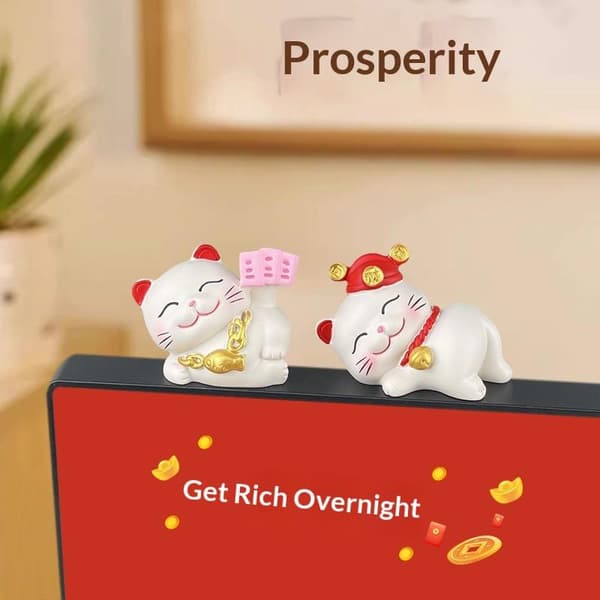 1/2/4 st Lucky e kattfigur Rikedom Lyckoskulptur Skrivbord Bil C
