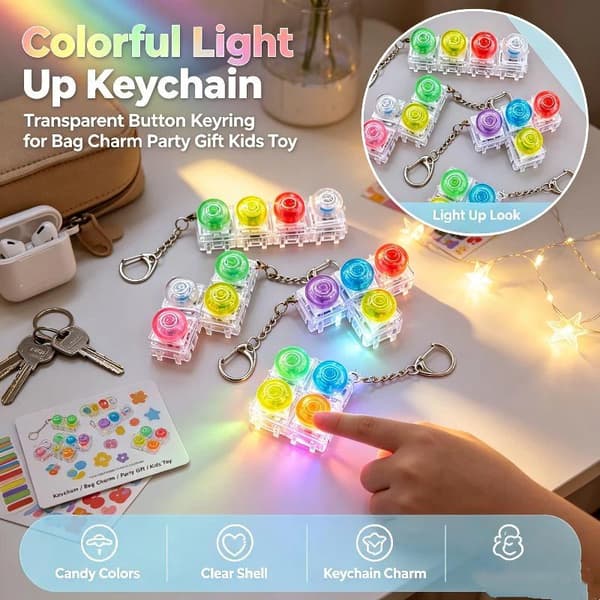 Bärbar Click Fidget Väskberlock Transparent Regnbågsnyckelring T A3