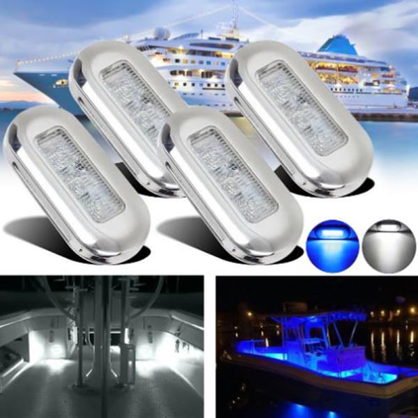 2kpl 12V veneen valot Portaiden kannen peräpeili LED Stern Blue