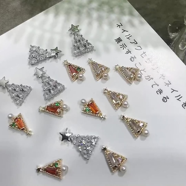 1 stk Glitter Full Zirkon Juletre Perler Diamanter Legering Nai A3