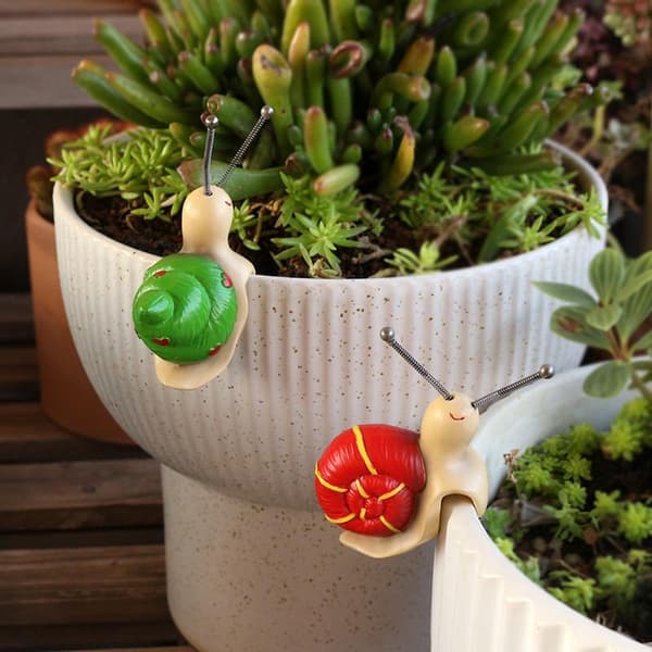 Resin Snegl urtepotte krammer blomsterfigur
