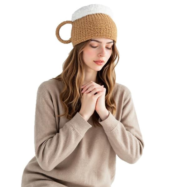 3D Ølhat Strikket Pullover Hue Sjov Nyhedsgave Til Ølelskere Yellow