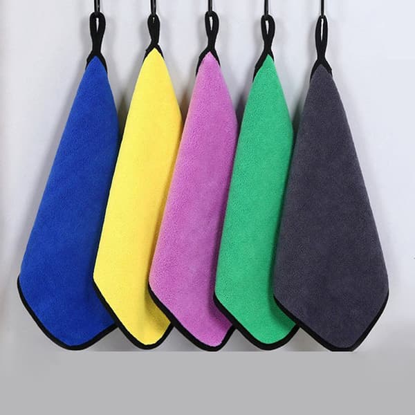 Dobbeltsidig tykt håndkle korallfleece superabsorberende håndklebil A 25*25cm