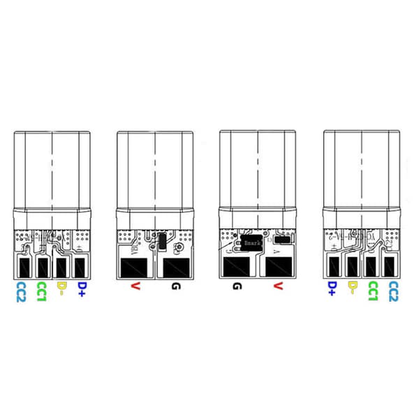 Snabbladdning Typ-C USB 5A hankontaktsvetsning med USB OTG D A2