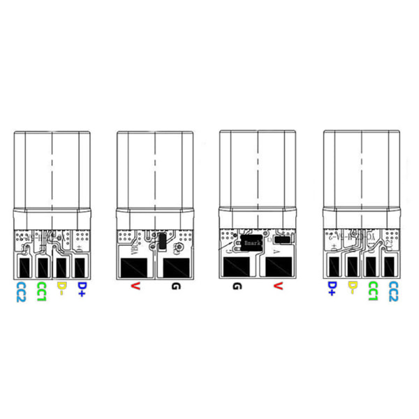 Snabbladdning Typ-C USB 5A hankontaktsvetsning med USB OTG D A3