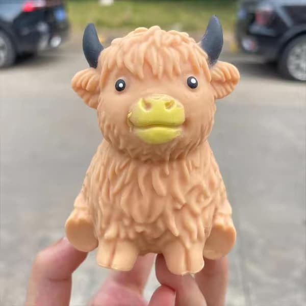 Skotsk höglandsko Squishy Långsam Återhämtning Stresslindrande Fidgetleksak Dark brown