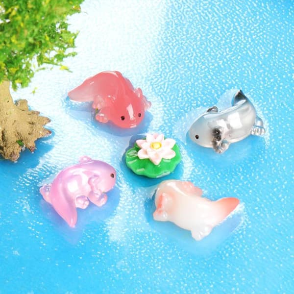 10 st. Mini Salamanderfigurer Lysande Färgglada Små Axolotler A2