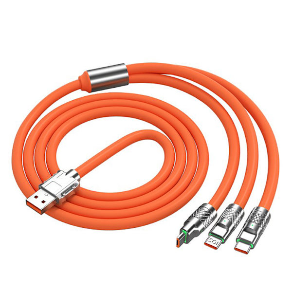 120W 6A 3 i 1 hurtigladekabel Dataledning for telefon USB Char Orange