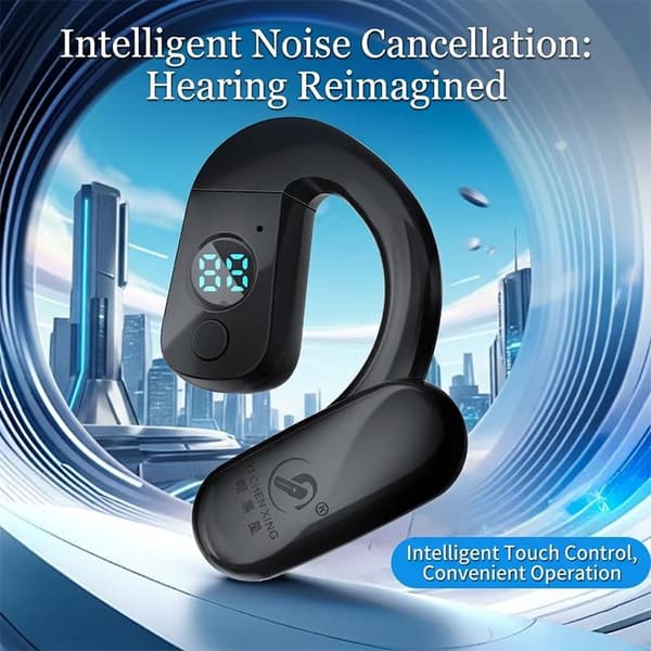 Bluetooth 6.0 Hodetelefon TWS Trådløs Ørekrok Hodetelefon HiFi Ste Black
