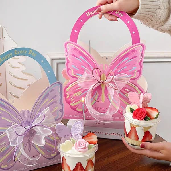 Fjäril Handhållen Blomlåda Transparent PVC Pink