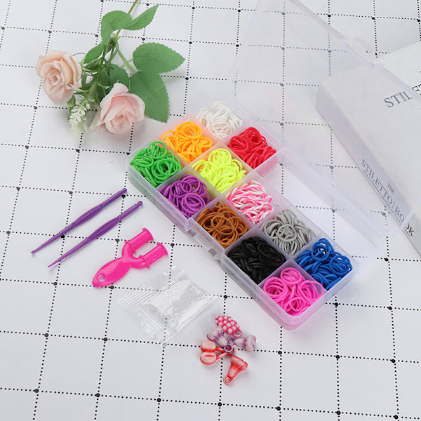 600 st loom bands flicka present elastiskt band för gör-det-själv-vävning