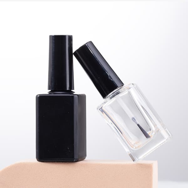 1 st 15 ml tomma DIY nagellacksflaskor fyrkantiga glasflaskor med Black