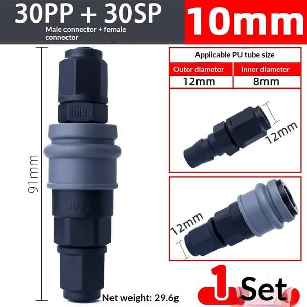 Pneumatiska snabbkopplingar Läckagesäker Plug and Play-design A4 10mm