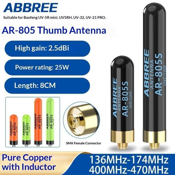 ABBREE AR-805 PLUS AR-805S Walkie Talkie Antenne SMA-Hun Høj Orange