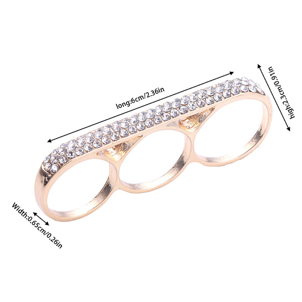 Fashion Three Fingers Knuckle Duster Ring Minimalistisk Rustfritt