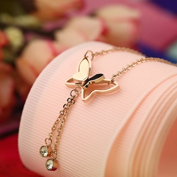 Simplicity Butterfly Ankles Mode Justerbar Ankel Armbånd Silver