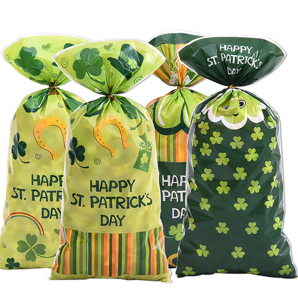 50st St. Patrick's Day Dekor Presentpåsar Plast Candy Cookie Pa 1