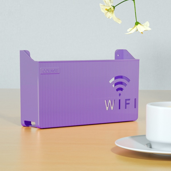 Trådløs Wifi Router Hylde Opbevaringsboks Væghængende ABS Organiz Purple