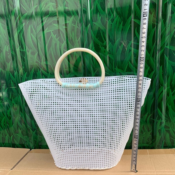 Bucket Bag Ylimääräinen neulonta ja kudonta mesh White 38cm