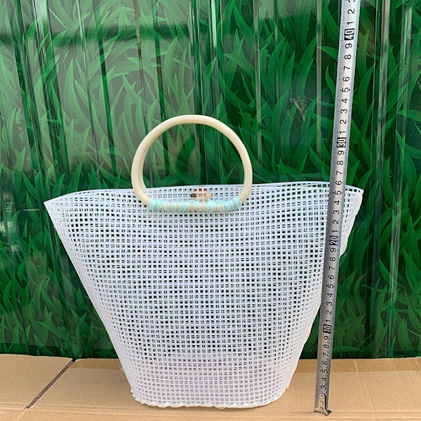 Bucket Bag Ylimääräinen neulonta ja kudonta mesh White 38cm
